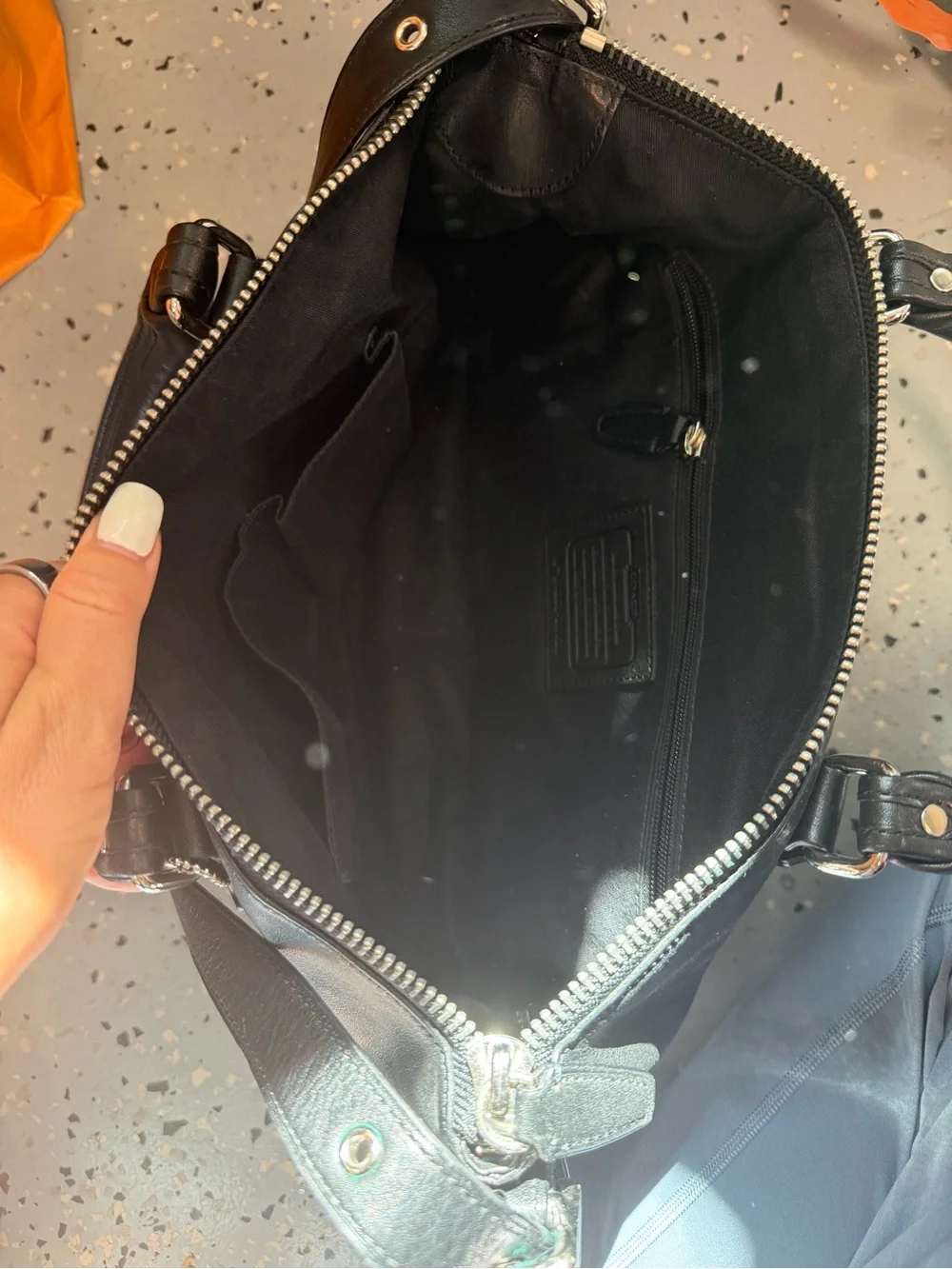 Coach Black Leather Satchel with Tassel Zip